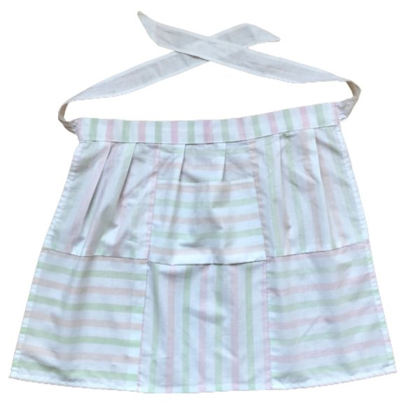 Vintage Pastel Colors Striped Handmade Half Apron
